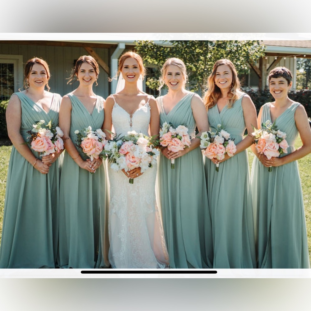 Like New Sage Green Revelry Kiera Chiffon Bridesmaids Dress